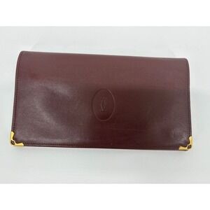 Vintage Cartier Leather Frame Clutch Wallet Paris Gold Hardware Luxury‎ Bag